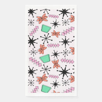 Servilleta De Papel Retro Atómico MCM Naranja rosa Negro Verde