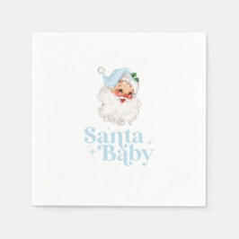 Servilleta De Papel Retro Azul Santa Bebé fiesta de bebé de Navidad