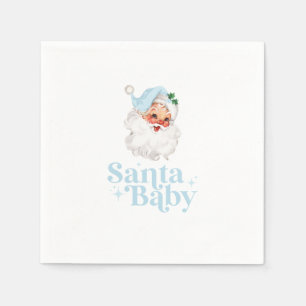 Servilleta De Papel Retro Azul Santa Bebé fiesta de bebé de Navidad