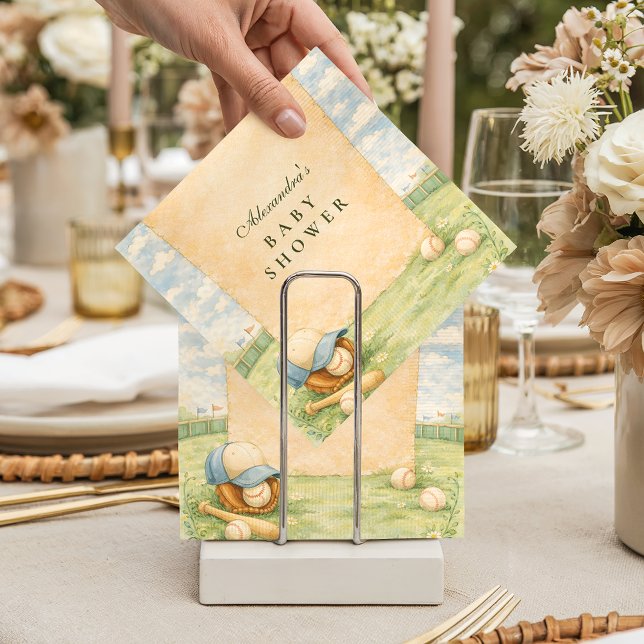 Servilleta De Papel Retro Baseball Field Baby Shower (Subido por el creador)