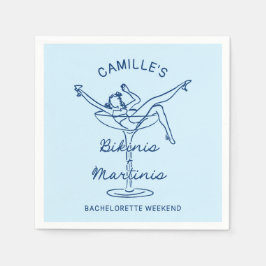 Servilleta De Papel Retro Bikinis y Martinis Bachelorette Weekend