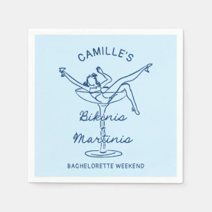 Servilleta De Papel Retro Bikinis y Martinis Bachelorette Weekend