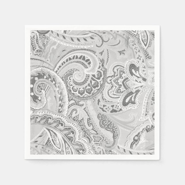 Servilleta De Papel Retro Blanco Paisley Bandanna/Bandana (Anverso)