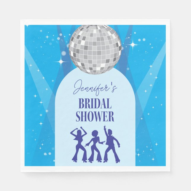 Servilleta De Papel Retro Blue 70s Disco Dancing Queen Bridal Shower (Anverso)