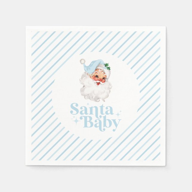 Servilleta De Papel Retro Blue Santa Bebé navidades de bebé (Anverso)