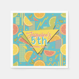 Servilleta De Papel Retro Blue Summer Citrus Fruit Birthday