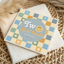 Servilleta De Papel Retro Blue Two Cool Dude Boys 2nd Birthday