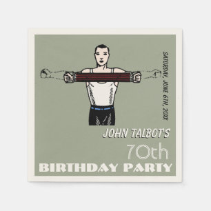 Servilleta De Papel Retro Bodybuilding 70th Birthday Party P Napkin