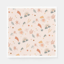 Servilleta De Papel Retro Boho acuarela Arcoiris Neutral