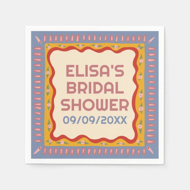 Servilleta De Papel Retro Boho PERSONALIZADO hecho a mano ducha de nov (Anverso)