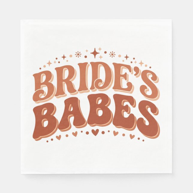 Servilleta De Papel Retro Bride's Babes Terracotta Despedida de Solter (Anverso)