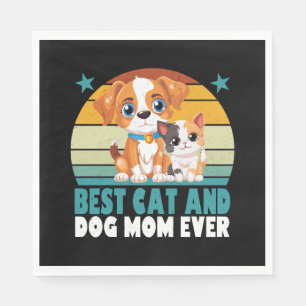 Servilleta De Papel Retro Cat Dog Mom Cat Mama Furmama Puppy Kitty Mot