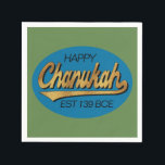 Servilleta De Papel Retro Chanukkah 139 BCE Funny Blue N Green Design<br><div class="desc">Retro "Feliz Chanukah EST 139 a.C." divertido diseño azul y verde, papel, servilletas modernas. ¡Feliz Chanukah/Hanukkah! Personalice borrando el texto "Happy" y "EST 139 BC" y añadiendo el suyo propio. Usa tu estilo de fuente, color y tamaño favoritos. Todos los elementos se pueden editar: borrar, mover, cambiar de tamaño, girar,...</div>