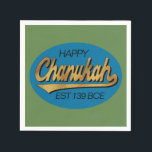 Servilleta De Papel Retro Chanukkah 139 BCE Funny Blue N Green Design<br><div class="desc">Retro "Feliz Chanukah EST 139 a.C." divertido diseño azul y verde, papel, servilletas modernas. ¡Feliz Chanukah/Hanukkah! Personalice borrando el texto "Happy" y "EST 139 BC" y añadiendo el suyo propio. Usa tu estilo de fuente, color y tamaño favoritos. Todos los elementos se pueden editar: borrar, mover, cambiar de tamaño, girar,...</div>