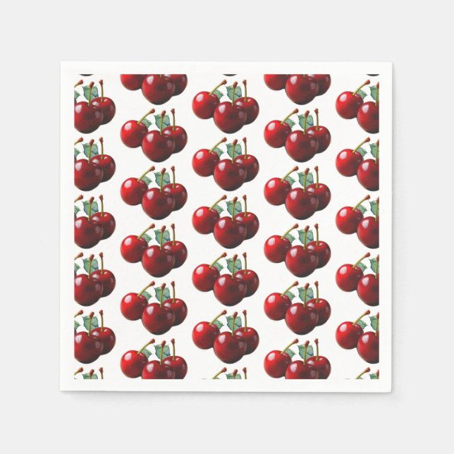 Servilleta De Papel Retro Cherries fresh picked  (Anverso)