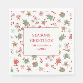 Servilleta De Papel Retro Chillin' Con Mis Navidades Snowmies