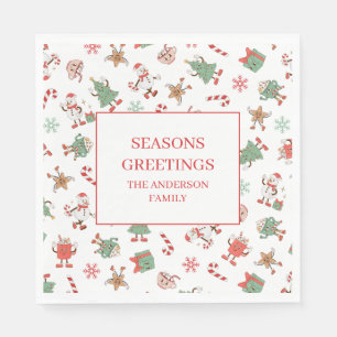 Servilleta De Papel Retro Chillin' Con Mis Navidades Snowmies