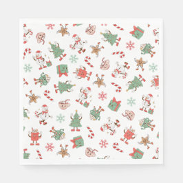 Servilleta De Papel Retro Chillin' Con Mis Navidades Snowmies