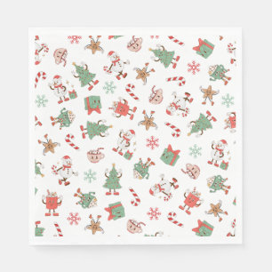 Servilleta De Papel Retro Chillin' Con Mis Navidades Snowmies