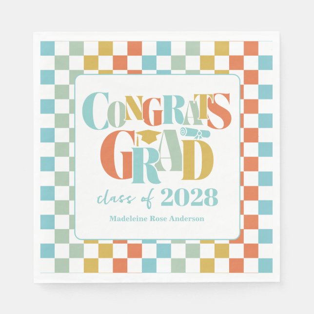 Servilleta De Papel Retro Class of Congrats Graduation   (Anverso)