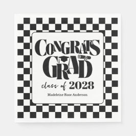 Servilleta De Papel Retro Class of Congrats Graduation Black