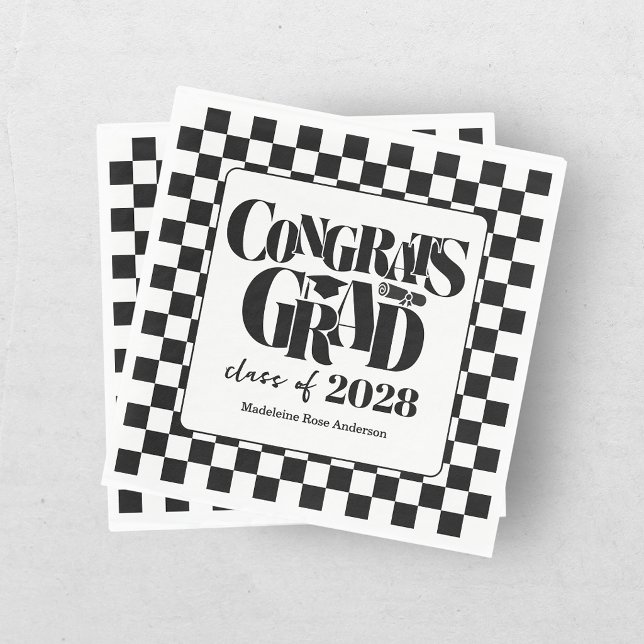 Servilleta De Papel Retro Class of Congrats Graduation Black  (Subido por el creador)
