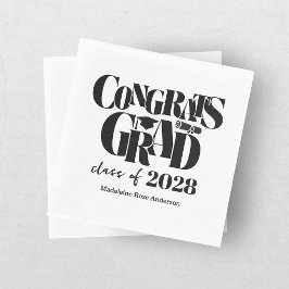 Servilleta De Papel Retro Class of Congrats Graduation Black 