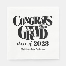 Servilleta De Papel Retro Class of Congrats Graduation Black