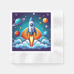 Servilleta De Papel Retro, cohete espacial exterior