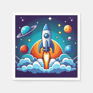 Servilleta De Papel Retro, cohete espacial exterior