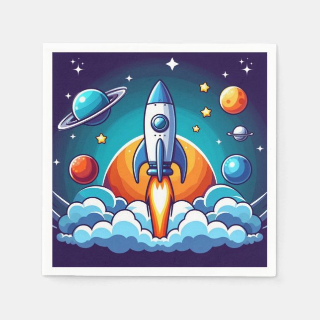 Servilleta De Papel Retro, cohete espacial exterior (Anverso)