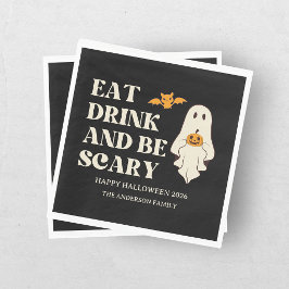 Servilleta De Papel Retro Come Come y Sé Espeluznante Halloween espelu