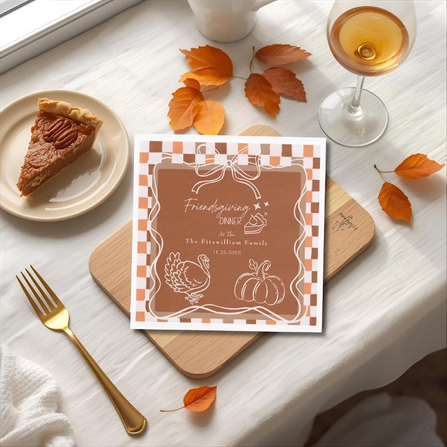 Servilleta De Papel Retro Coquette Friendsgiving dinner Thanksgiving (Retro Coquette Friendsgiving dinner Thanksgiving Napkins)