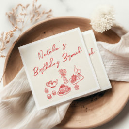 Servilleta De Papel Retro Cream Red Hand Drake Fun Birthday Brunch