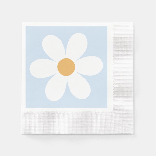 Servilleta De Papel Retro daisy boho azul (Anverso)