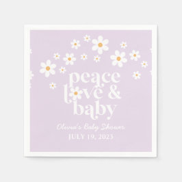 Servilleta De Papel Retro Daisy boho Paz Amor Ducha de bebé lila