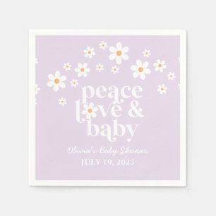 Servilleta De Papel Retro Daisy boho Paz Amor Ducha de bebé lila
