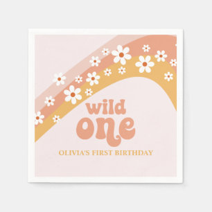 Servilleta De Papel Retro Daisy Boho Wild One Rainbow Napkins