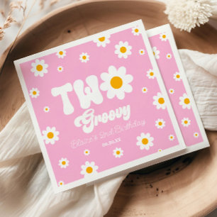 Servilleta De Papel Retro Daisy Flower Two Groovy 2º Fiesta de cumplea