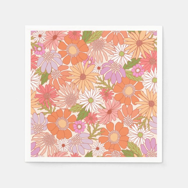 Servilleta De Papel Retro Daisy Garden (Anverso)