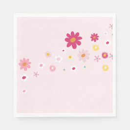 Servilleta De Papel Retro Daisy Groovy ducha de novia rosa
