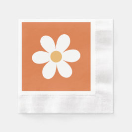 Servilleta De Papel Retro Daisy quemó naranja boho servilletas