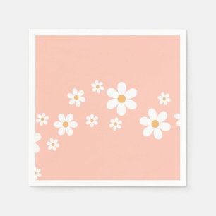 Servilleta De Papel Retro Daisy Rosa Floral