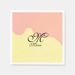 Servilleta De Papel Retro de color amarillo naranja añadir su monogram