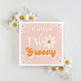 Servilleta De Papel Retro Dos Chicas Groovy Segundo Cumpleaños