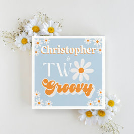 Servilleta De Papel Retro Dos chicos Groovy Segundo cumpleaños