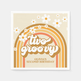 Servilleta De Papel Retro Dos GroovY Arcoíris Marrón Naranja Cumpleaño