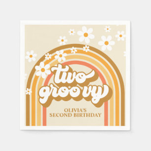 Servilleta De Papel Retro Dos GroovY Arcoíris Marrón Naranja Cumpleaño