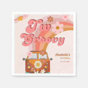 Servilleta De Papel Retro dos Groovy Daisy Flower Birday Party