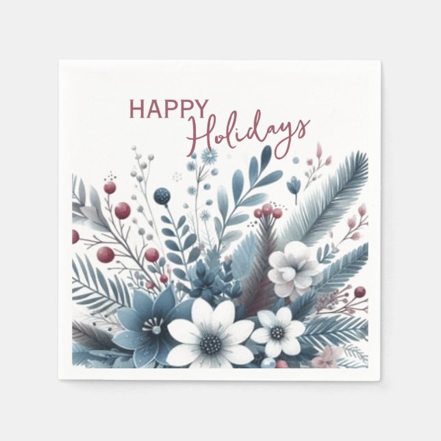 Servilleta De Papel Retro English Holiday Wreath With Cute Squirrels (Anverso)
